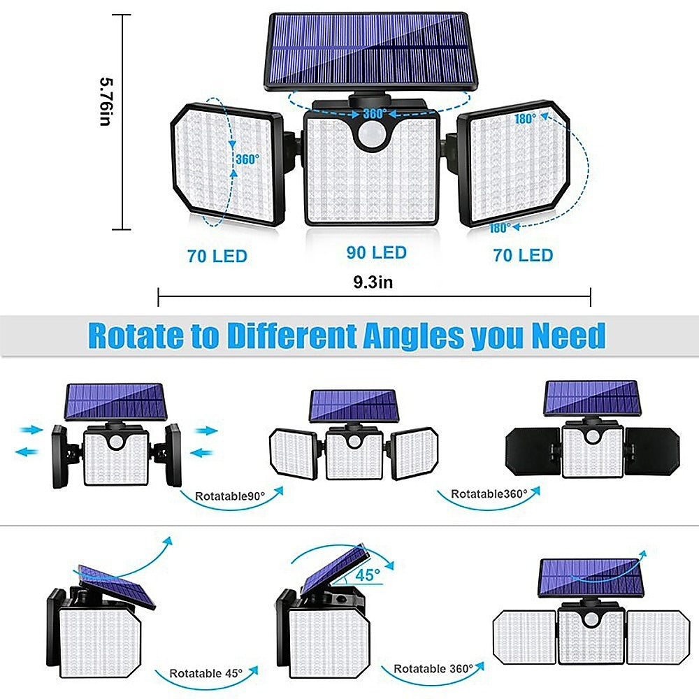 230 Led Solar Lights Outdoor 260Lm Waterproof Motion Sensor Security Wall Lamp