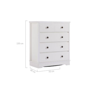 Margaux White Coastal Style Chest Of Drawers Tallboy