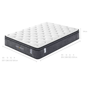 Eurotop Mattress 5 Zone Pocket Spring Latex Foam 34Cm - Double