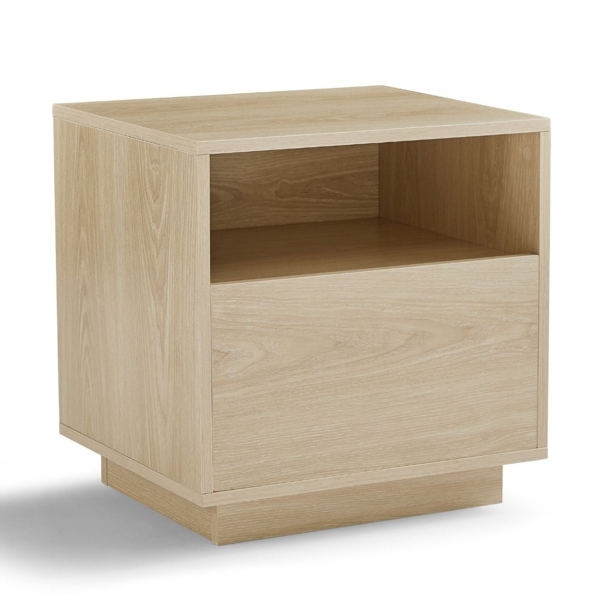 Nola Japandi Style Bedside Table In Oak