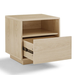 Nola Japandi Style Bedside Table In Oak