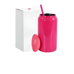 Hot Pink 16Oz 304 Stainless Steel Insulated Travel Mug Portable Outdoor Coffee Cup Double Wall Thermos For & Cold Bevera