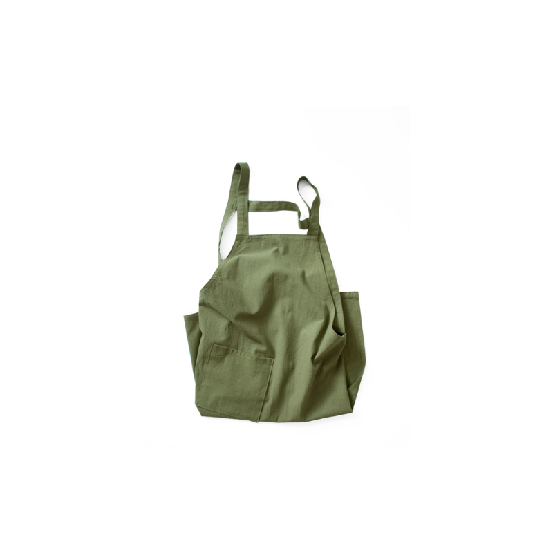 Grey Cotton Linen H Back Apron Solid Color Kitchen Cooking With Pocket