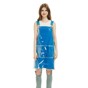 Kitchen Apron Blue Waterproof Oilproof Canvas Double Layer For Work Clothes