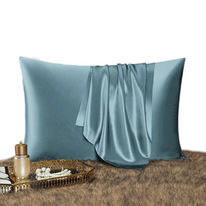 Pillowcase Set With Eye Mask Blue Gray 51X66cm Natural Mulberry Silk