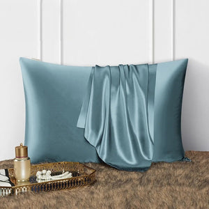 Pillowcase 50X90cm Blue Gray Mulberry Silk For Comfortable