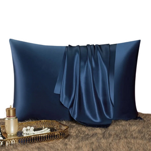 Pillowcase 50X90cm Dark Blue Mulberry Silk For Comfortable Bed