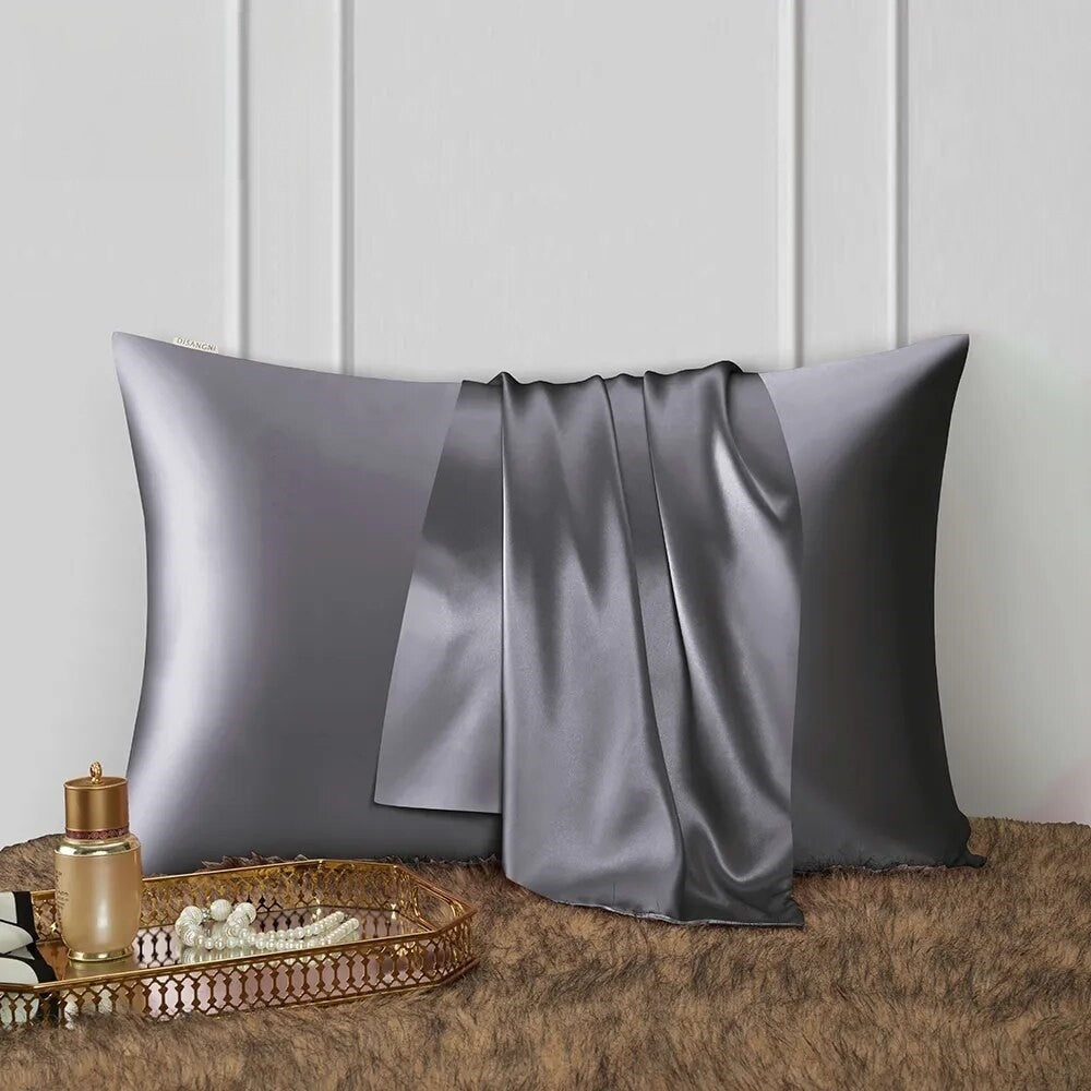 Pillowcase 50X90cm Dark Gray Mulberry Silk For Comfortable