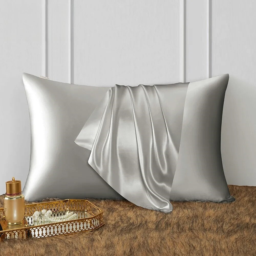 Pillowcase 50X90cm Light Gray Mulberry Silk For Comfort