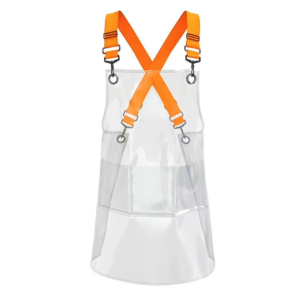 Kitchen Apron Waterproof Tpu With Orange Ribbon For Barber Painting Work