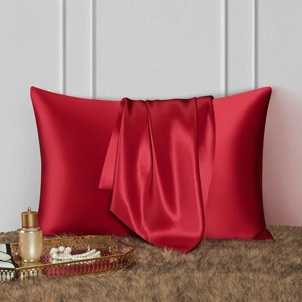 Pillowcase 51X66cm Red Wine Mulberry Silk For Comfortable