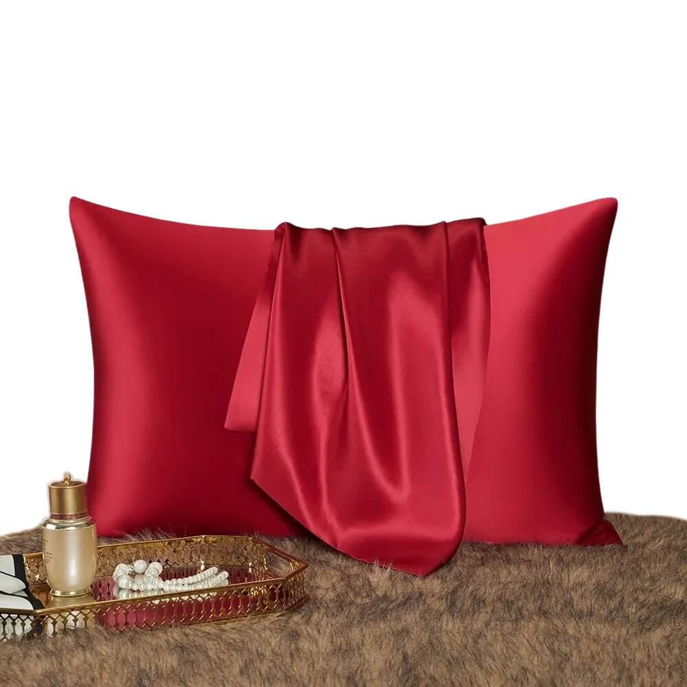 Pillowcase 51X66cm Red Wine Mulberry Silk For Comfortable