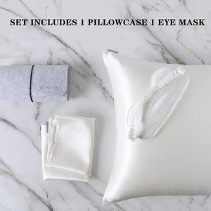 Pillowcase 50X90cm White Set With Eye Mask Mulberry Silk For