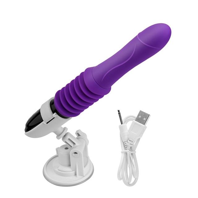 Telescopic Thrusting Dildo Vibrator Pumping Gun Bdsm Unisex