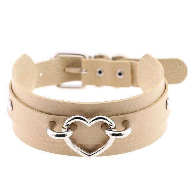 Vegan Leather Heart Collar