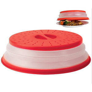 Vented Collapsible Microwave Splatter Proof Food Plate Cover With Easy Grip Handle Dishwasher Safe Bpa Free Silicone Pla