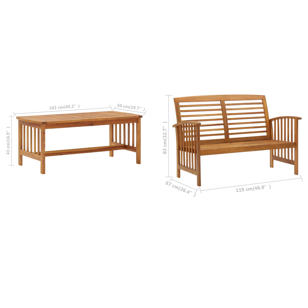 4 Piece Garden Lounge Set Solid Acacia Wood