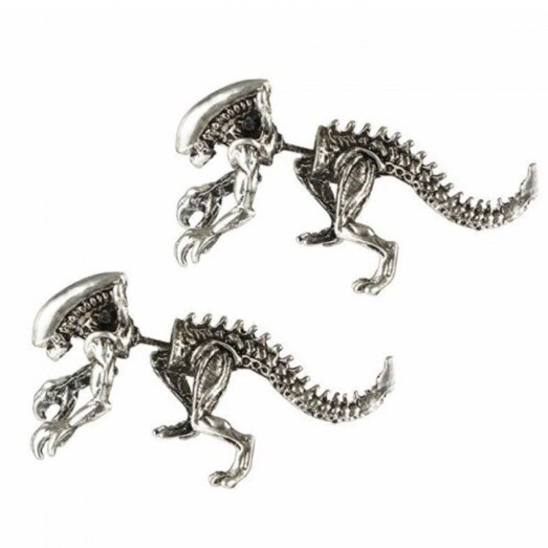 Veile Studios Vintage Dinosaur Skeleton Ear Jackets Silver