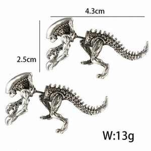 Veile Studios Vintage Dinosaur Skeleton Ear Jackets Silver