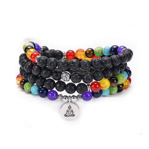 Veile Studios Volcanic Stone Chakra Bead Bracelet Necklace
