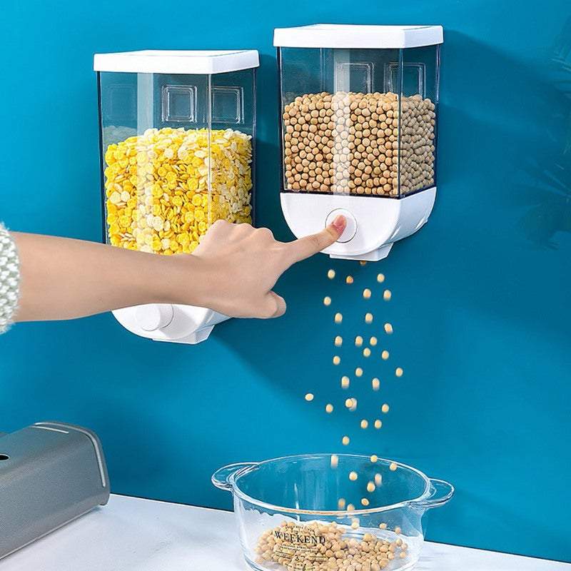 Food Containers Wall Mount Cereal Dispenser Dry Storage Box Kitchen Grain Organizer