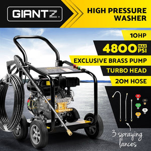 Giantz 4800Psi 20M Petrol High Pressure Cleaner Washer Water Jet Hose Gurney