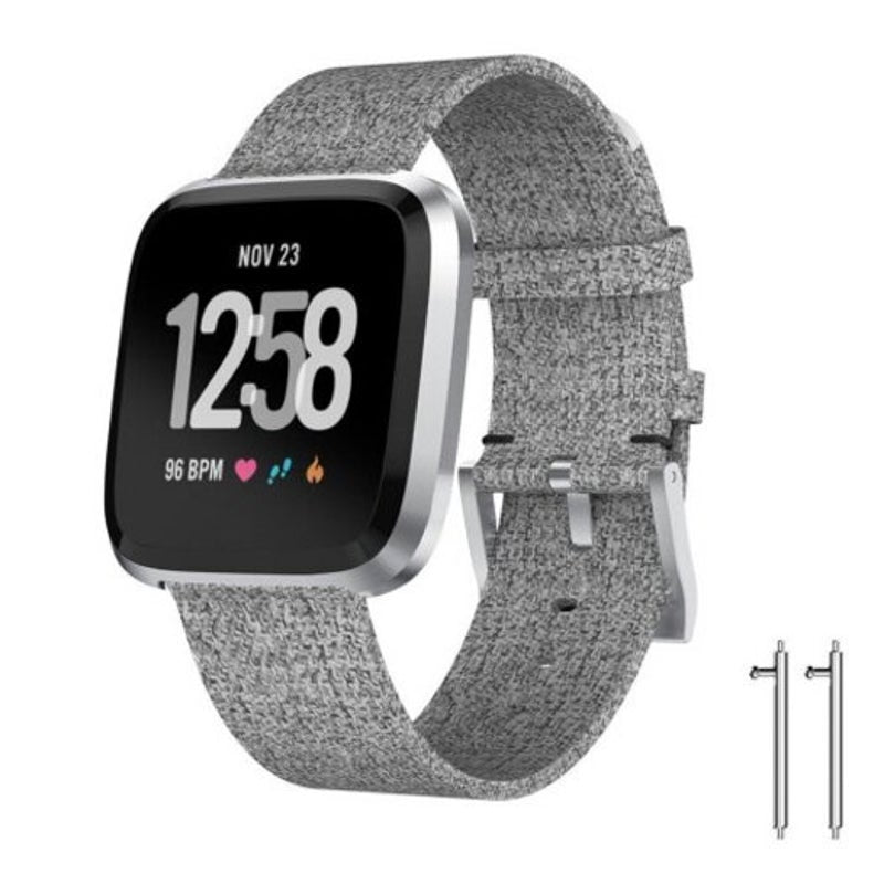 Watch Band For Fitbit Versa 2 Classic Luxury Fabric Wrist Strap Gray