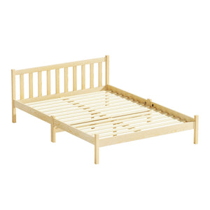 Artiss Bed Frame Wooden Double Size Base Pine Timber Mattress Foundation Oak