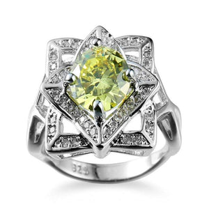 Veile Studios Rings White Gold Plated Yellow Round Zircon