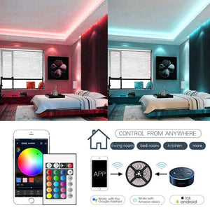 Strip Lights Wi Fi Smart 10M Waterproof Led 5050 Rgb 300 Leds Colour Changing 24 Keys Remote Control And 12V 6A Power Su