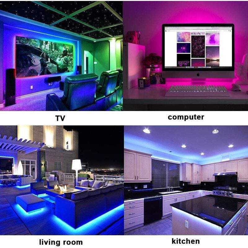 Strip Lights Wi Fi Smart 10M Waterproof Led 5050 Rgb 300 Leds Colour Changing 24 Keys Remote Control And 12V 6A Power Su