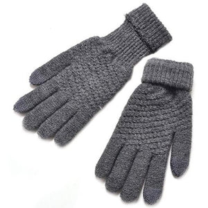 Winter Plus Velvet Thickened Anti Needle Jacquard Touch Screen Gloves Black