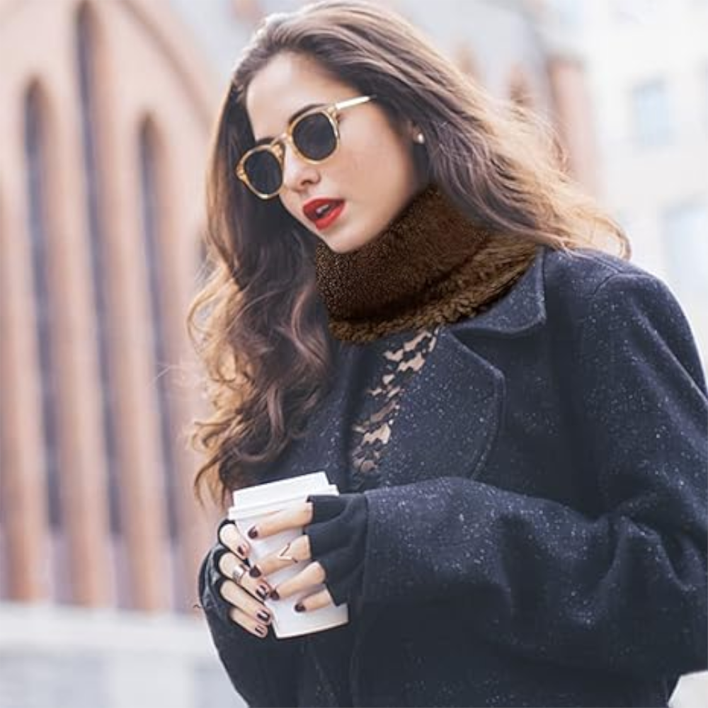 Winter Velvet Snood Thick Scarves Single Circle Plus Fleece Solid Colour Scarf