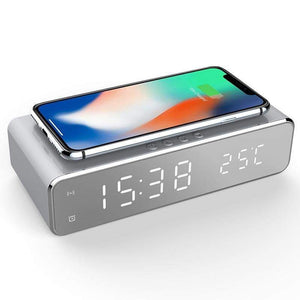 Led Display Wireless Charger Desk Bedside Table Alarm Clock