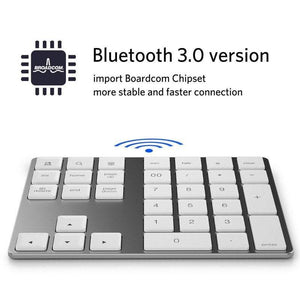 Bluetooth 3.0 Wireless Numeric Aluminium Built In Rechargeable Battery Keypad For Windows / Ios Android