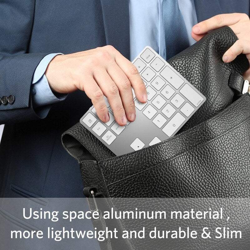 Bluetooth 3.0 Wireless Numeric Aluminium Built In Rechargeable Battery Keypad For Windows / Ios Android