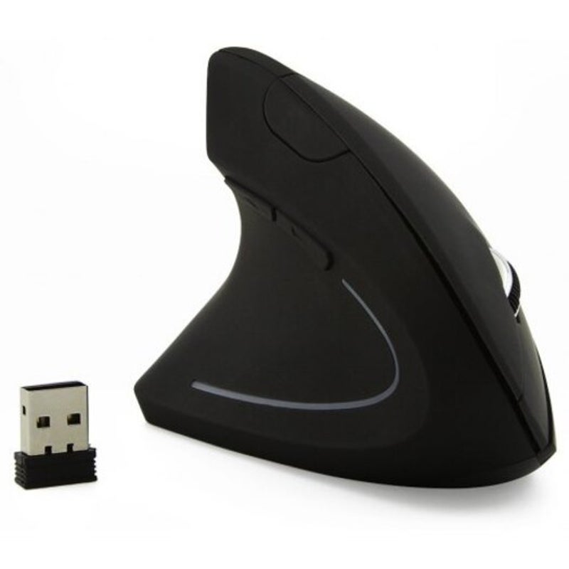 Wireless Vertical Mouse Left Hand Ergonomic Usb Optical Pc Gaming Black