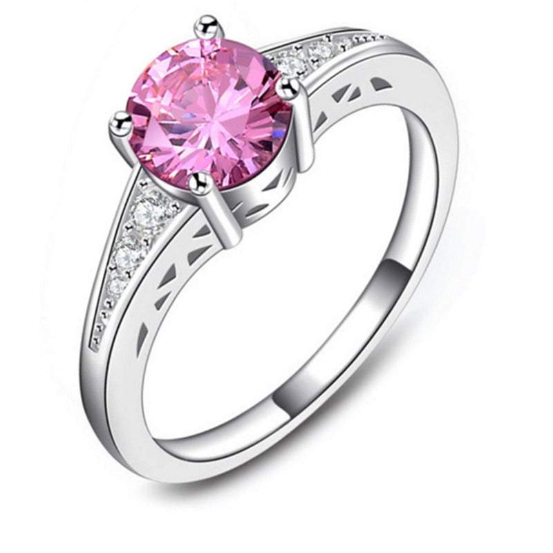 Veile Studios Pink Womens Ladies Ring Zirconia Wedding Engagement Jewelry Party Accessories