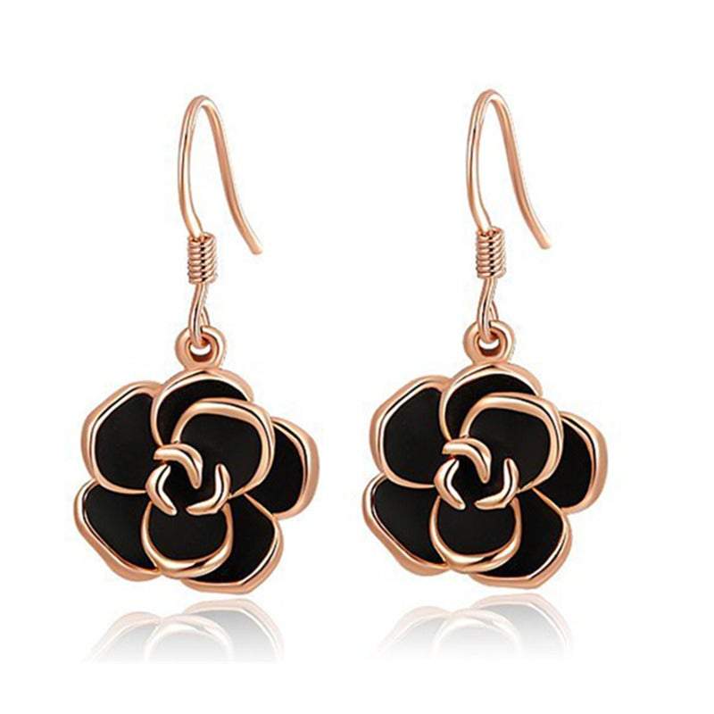 Earrings Women Black Rose Dangle