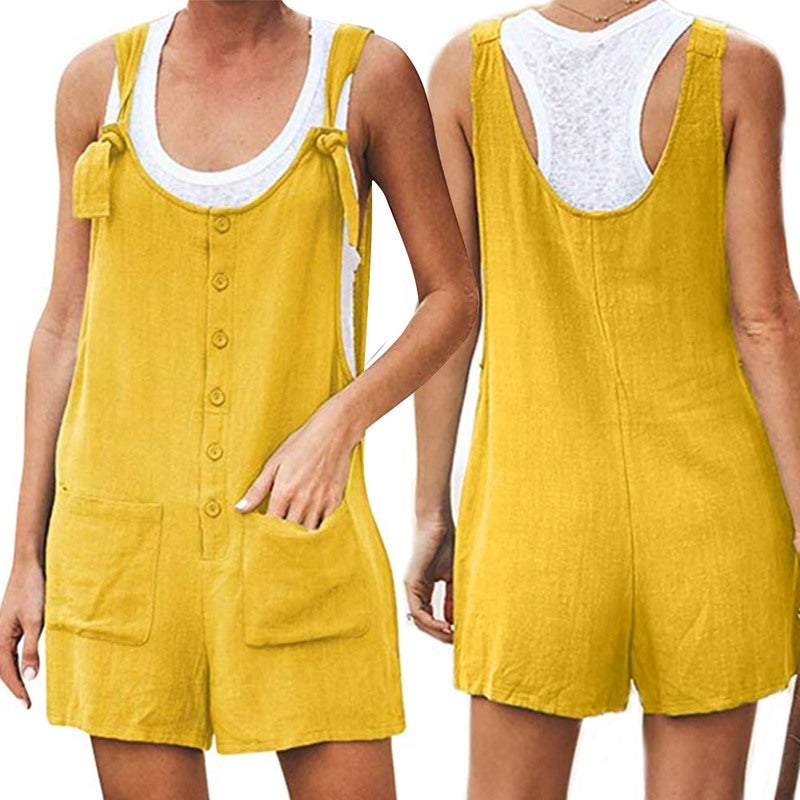 Women's Boho Clothing Casual Loose Jumpsuits Fashion Playsuit Tie Strap Pockets