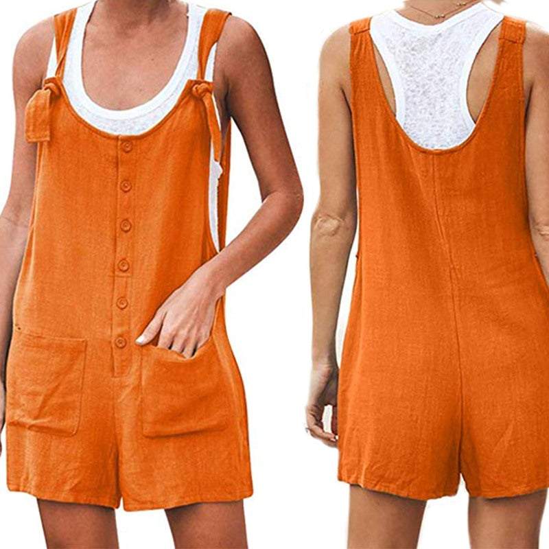 Women's Boho Clothing Casual Loose Jumpsuits Fashion Playsuit Tie Strap Pockets