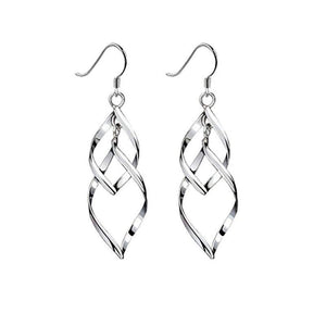 Earrings Women Classic Double Linear Loops Design Twist Wave