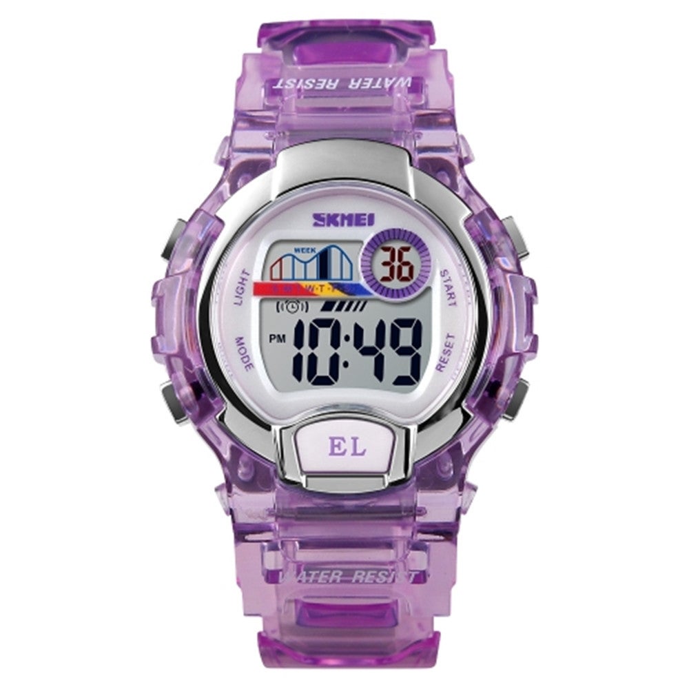 Women Transparent Digital Watch 50M Waterproof Sports With Led Light Purple