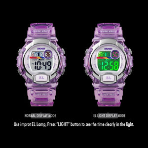 Women Transparent Digital Watch 50M Waterproof Sports With Led Light Purple