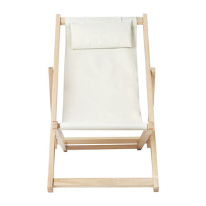 Gardeon Outdoor Chairs Sun Lounge Deck Beach Folding Wooden Patio Furniture Beige