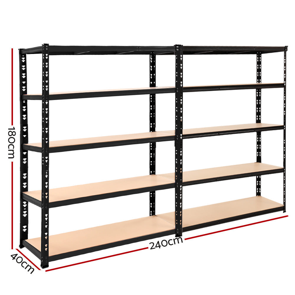 Giantz 2.4Mx1.8M Garage Shelving Warehouse Rack Pallet Racking Storage Steel Black