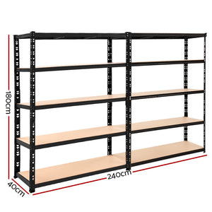 Giantz 2.4Mx1.8M Garage Shelving Warehouse Rack Pallet Racking Storage Steel Black