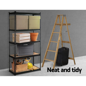 Giantz 1.8M 5-Shelves Steel Warehouse Shelving Racking Garage Storage Black