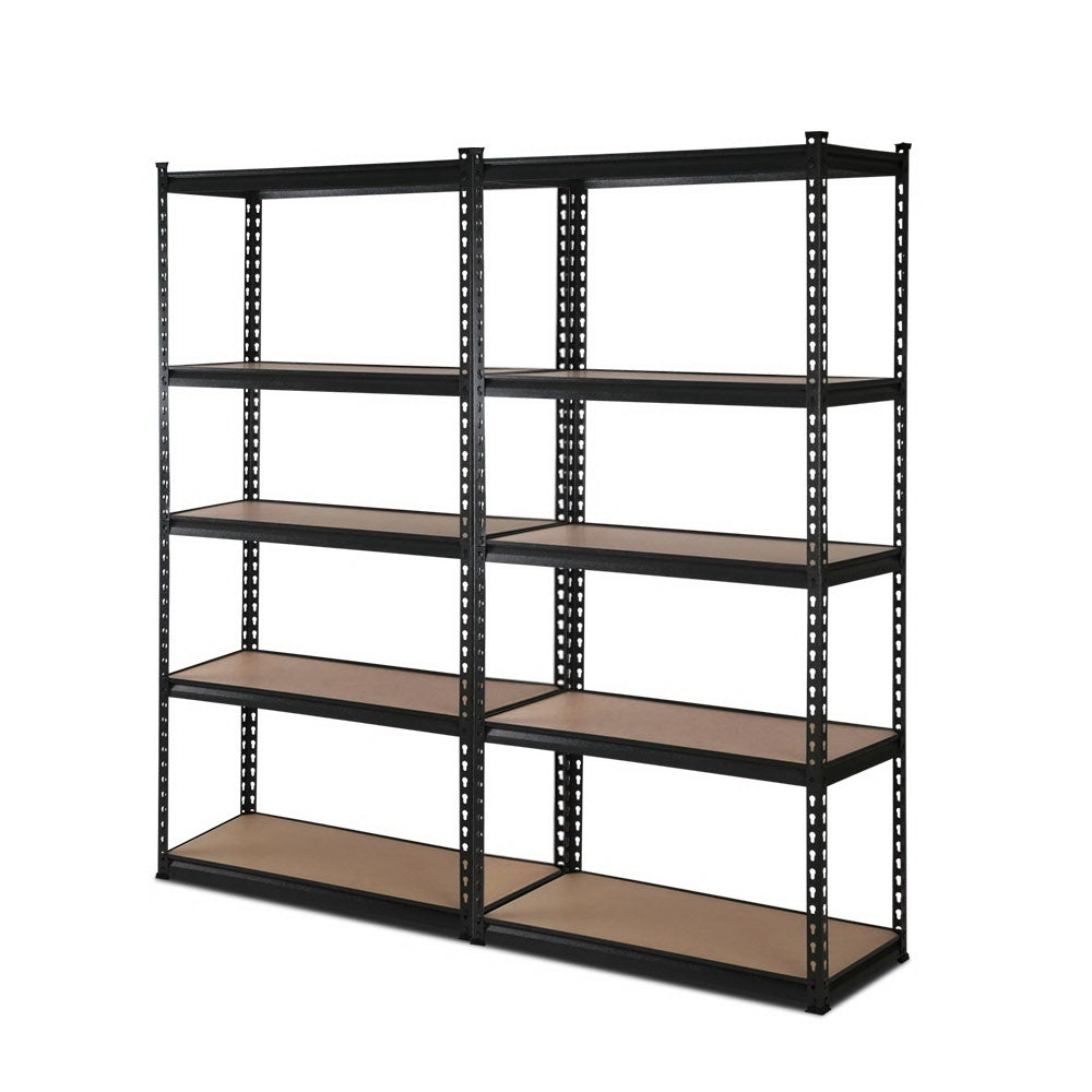 Giantz 2X1.8M 5-Shelves Steel Warehouse Shelving Racking Garage Storage Black