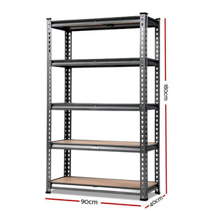 Giantz 1.8M 5-Shelves Steel Warehouse Shelving Racking Garage Storage Grey